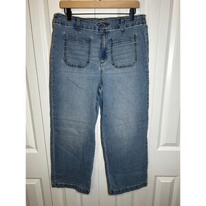 Sanctuary The Marine Cropped Wide Leg Jeans Blue Patch Pocket Size 31